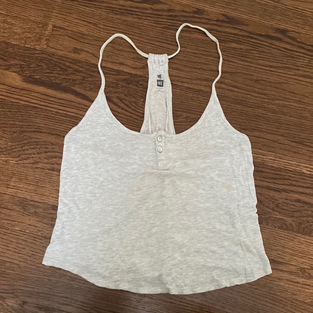 Me to We Grey Flowy Tank Top